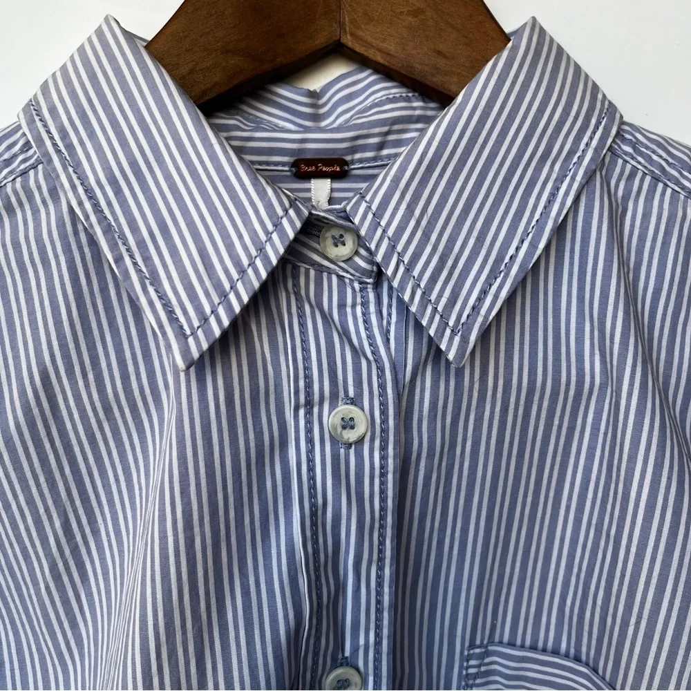 NWT Free People Tie It In A Bow Oversized Striped Button Down Shirt XS - Picture 9 of 13